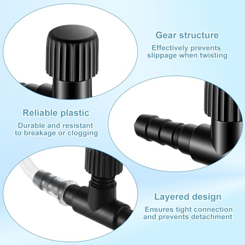 20 Pcs Aquarium Air Valves for 3/16" (4mm) ID Airline Tubing, T-Shaped Hose Connectors Single Way Plastic Air Flow Controllers Regulators Airpump Accessories for Fish Tank, Black