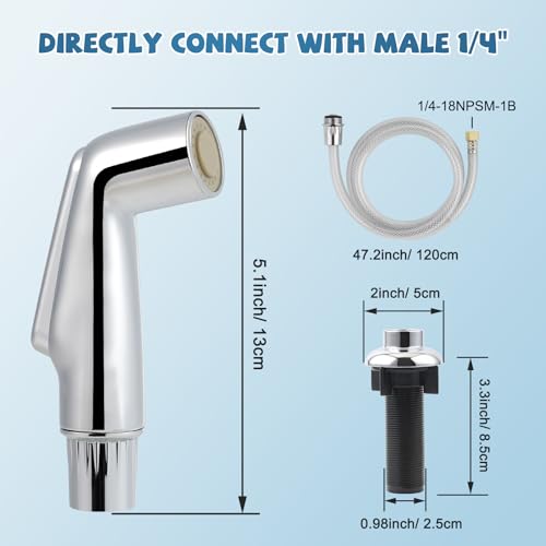 Hygie Rinse Kitchen Sink Spray Attachment/Hose/Holder Set Compatible with Moen/Delta Faucet, Kitchen Side Sprayer, Kitchen Sink Faucet Sprayer Replacement, Chrome - color: Chrome, style: Sprayer Head/Hose/Holder Set