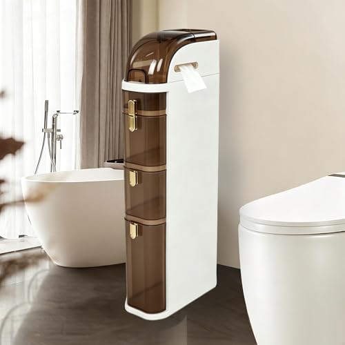 BGYMF 4-Tier Slim Bathroom Storage Cabinet, Narrow Rolling Storage Cart with Wheels, White Plastic Slim Organizer for Small Bathroom, Kitchen, Laundry Room, Corner - size: Slim 4 Tiers