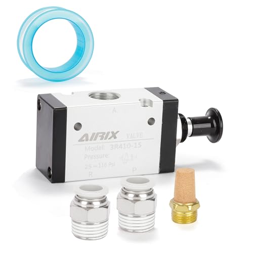 3R410-15 Pneumatic Push-Pull Valve, 3 Way 2 Position Hand Lever Air Control Valve, 1/2" NPT Manual Direct Acting Type for Pneumatic System - size: 1/2'' NPT, style: 3 Way 2 Position