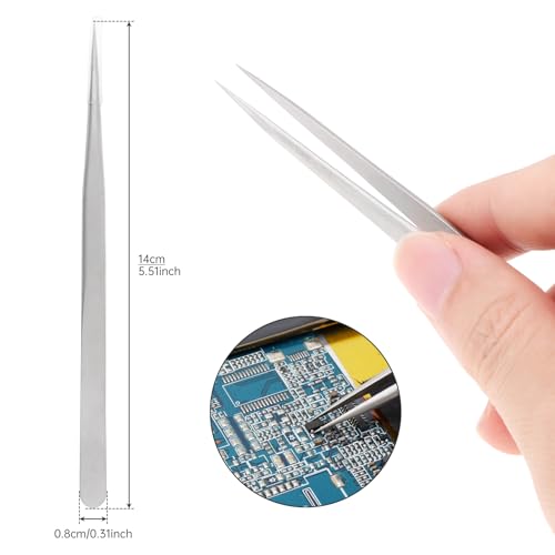 6 inches Precision Stainless Steel Tweezers, Professional Multipurpose Tweezers Forceps Tongs