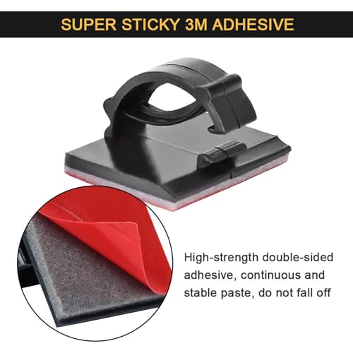 100pcs Self with 3M Adhesive Cable Clips Wire Holders Cord Organizer Cable Clamp Management Sticky for Office Home Car Desk Tables PC Laptop TV Wall, Black - color: Black, size: 100 Pieces
