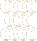 Dining Table Decor 10 Sets Metal Floral Hoop Moon Shaped Metal Wreath Ring Stand with Wood Holder Centerpiece Table Decor for DIY Xmas Wedding Table Decor Flower Garlands (Moon,26x20cm