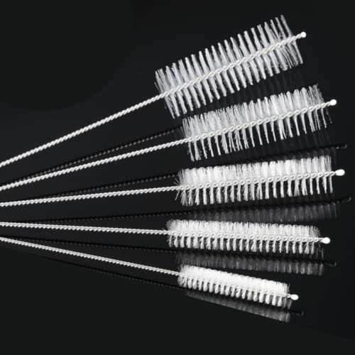 10" Lab Tube Cleaning Brush Set (5-Pack Large) - Flexible Stainless Steel Handles & Heavy Duty Nylon Bristles for Test Tubes, Bottles, Pipes, and Detailing, White - color: White, size: Large 5 Pack (8mm 12mm 16mm 20mm 24 mm)