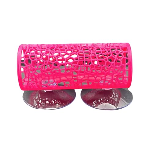 Resin Fish Hideaway Tube for Aquarium, Sleeping Cave Shelter with Hollow Tunnel Design, Shrimp Hiding Tank Decoration Accessories - color: Rose Red