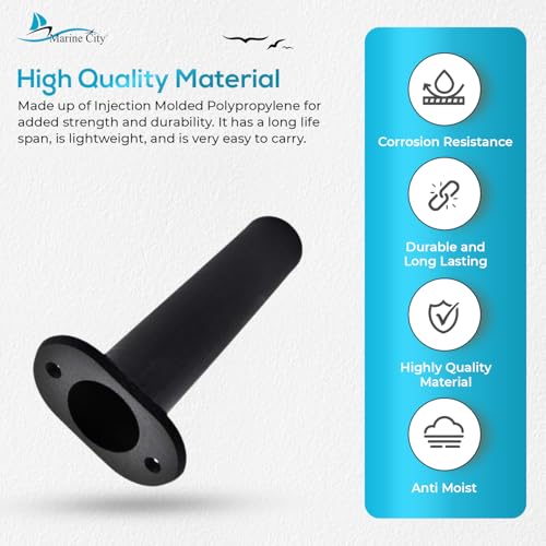 MARINE CITY Flush Mount Fishing Rod Holder, 90 Degree ABS Plastic, for Boats, Kayaks, Yachts - color: Black, style: 4 Pcs