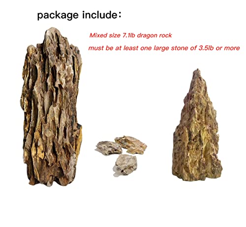 Natural Dragon Rock Carefully Selected Mixed Sizes, Decorative Aquarium Rocks, Aquarium Stones for Fish Tank (7.1lb-Large) - size: 7.1lb-large