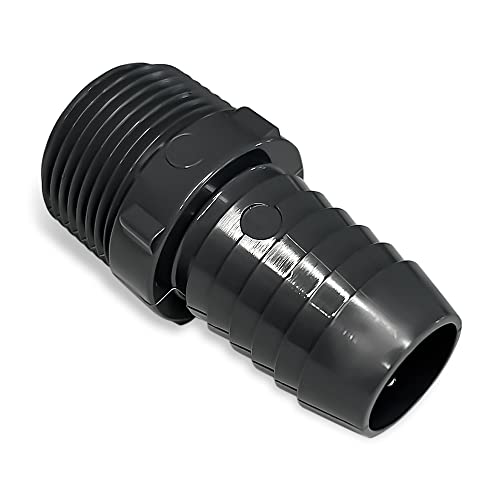 PVC Barbed Hose Connector - 1-1/4 Inch SCH 40 Barbed Insert x 1-1/4 Inch MNPT Male Pipe Thread Adapter Fitting - color: Black, size: 1-1/4 in hose connector