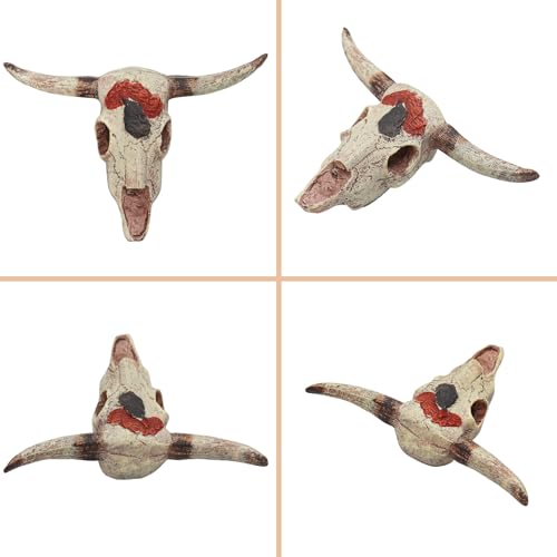 Oooct Bearded Dragon Tank Decor Accessories, Resin Cattle Skull Reptiles Hideouts Decorations, Decor Statue for Fish Aquarium Cave Landscape - color: D, size: Small