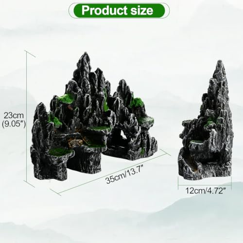 Aquarium Rock Mountain Ornament Fish Tank Decor Safe Resin Hideout (Large) | Non-toxic aquarium-safe resin - size: Large