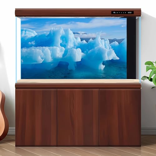 Winter Splendid Iceberg Fish Tank Background Icebergs Formations Closeup Aquarium Background Wintry Frosty Coast Iceberg Terrarium Backgrounds Blue Sky Winter Lake Reptile Tank Backgrounds 24x12in - color: Cold Blue, size: 24(W)x12(H)inches/ 60(W)*30cm(H)