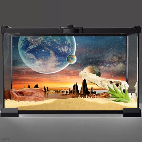 AWERT 30x12 inches Galaxy Aquarium Background Space Theme View of The Planets from Earth Fish Tank Background Hot Desert Terrarium Background - size: 30x12in/75x30cm