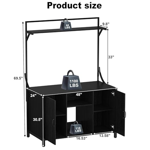 GDLF Reptile Tank Stand Terrarium Stand with Cabinet for Accessories Storage 48" X 24" Tabletop Fits up to 120 Gallon Bearded Dragon, Reptile Terrarium,Turtle Tank - color: Black, size: 48" x 24"