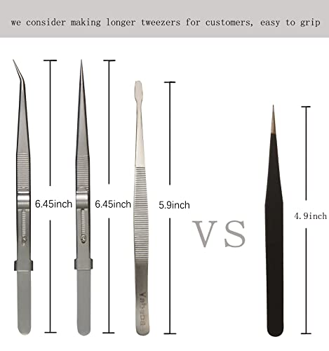 Tweezers, 5Pcs Precision Tweezers Set - Anti - Static Stainless Steel Tweezers for Electronics, Jewelry Making, Medical and Laboratory Work, Craft, Model Building, Soldering, Watch, Car Repair, Etc - color: Silver