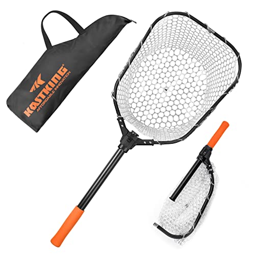KastKing Brutus Fishing Net, Foldable Extendable Fish Landing Net, Lightweight & Portable Fishing Net with Soft EVA Foam Handle, Holds up to 44lbs/20KG, Fish-Friendly Mesh for a Safe Release - size: 31" Total Length(not extendable), style: Silicone Net