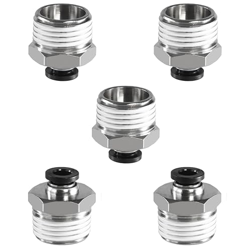 3/8 Air hose fittings, Push to Connect Air fittings Male Straight 3/8 Inch Tube OD x 1/2 NPT Thread Fitting (Pack of 5) - size: OD 3/8 - NPT 1/2, style: Male thread
