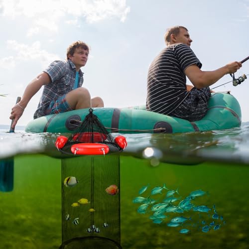 Large Collapsible Floating Fishing Basket 39 x 15.75 inch for Live Caught Fish Foldable Floating Fish Basket Net Bait for Bait Storage Cage for Keeping Minnows Shrimp