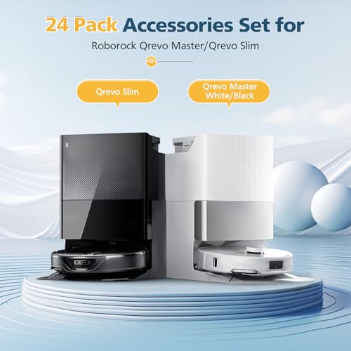 Qrevo Slim Replacement Parts for Roborock Qrevo Slim/Qrevo Master Robot Vacuum, Accessories Include Dual Main Brush, 6*Side Brushes, 4*Filters, 4*Microfiber Mop Cloths, 6*Dust Bags, 2*Tools - style: for Qrevo Master/Slim