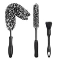 3PCS Wheel Brush Kit for Cleaning Wheel and Tire, Wheel and Rim Brush, Car Detailing Brushes, Bendable & Durable Car Wheel Rim Cleaner Brush Set,Car Detailing Cleaning Brush Supplies Kit - color: Black