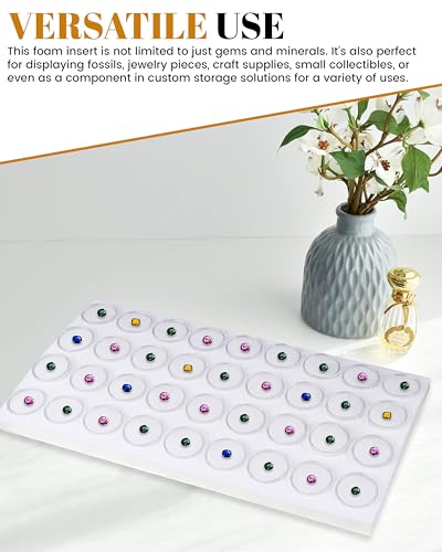 Novel Box Gem Jars 36 Medium Size Gemstone tray | White Tray Foam Sheet 14.5X7.8X0.75 | Jewelry Display Rock Storage Box Insert | Gemstone display Trays for Collectibles - color: White Foam Liner With 36 Gem Jars
