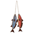 Antique Wood Fish Decor Decorative Wooden Hanging Fish Nautical Indoor Outdoor Decorations Wall Art Ornament (Set of 2)