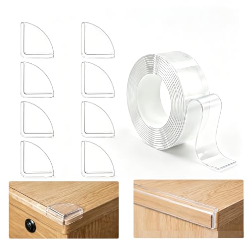 Silicone Corner Protectors & Edge Guards Kit, 0.8in x 6.6ft Clear Edge Protector, Self Adhesive Table Corner Guards Pads, Waterproof Furniture Safety Guards for Sharp Edges, Childproofing for Home