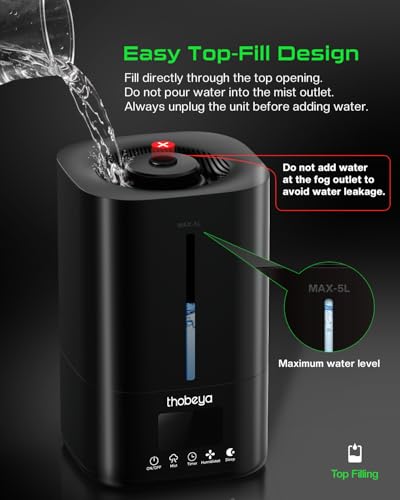 1.32 Gal / 5L Reptile Fogger Humidifier, with Remote & Timer, with Precise Humidity Control, Terrarium Humidifier Suitable for indoor Plants, Grow Tent, Greenhouse, Reptiles & Amphibians (Dual Hose)