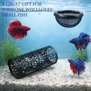 4 Pcs Betta Fish Hammock and Feeding Ring Set, Aquarium Accessories for Resting and Feeding, Includes Floating Fish Resting Tunnel and Lounge for Betta Fish Care