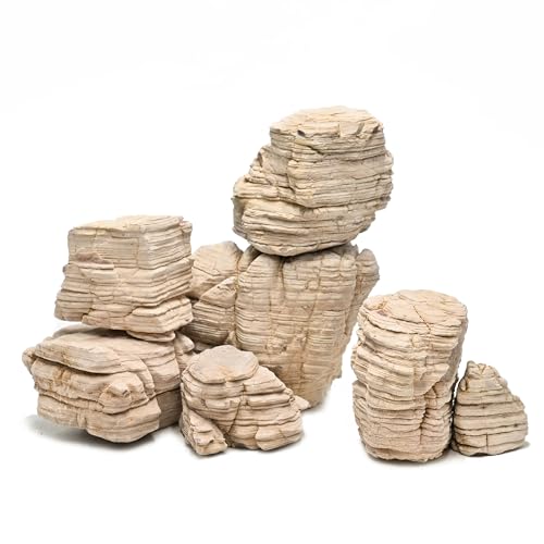 Natural Aquarium Rocks PH Neutral Stone 2-7inch Fish Rocks 10lb Pagoda Rocks for Aquariums, Landscaping Model,Tank Decoration,Amphibian Enclosures-6-7Pcs - size: 10lb (2-7inch 6-7Pcs)