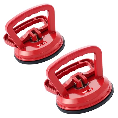 MAXPOWER Glass Suction Cups, 2-Piece Aluminum Vacuum Suction Cup Lifter for Replace Windshield Tile Marble Floor, 110 Lbs Load Capacity, 4.7" Suction Pad