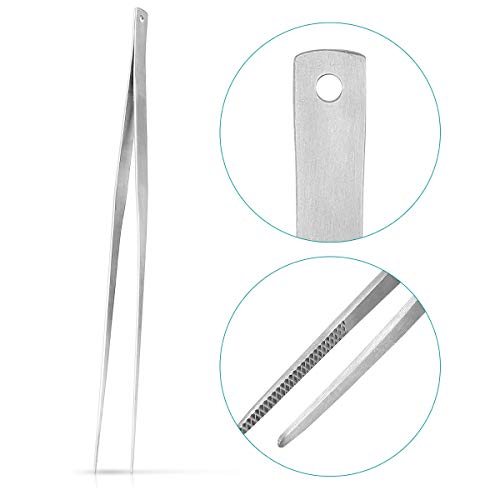 Navaris Stainless Steel Kitchen Tweezers - Precision Kitchen Tweezer Tongs Tool for Cooking or Aquarium - Extra Long Chef Tweezers - 15" / 40 cm
