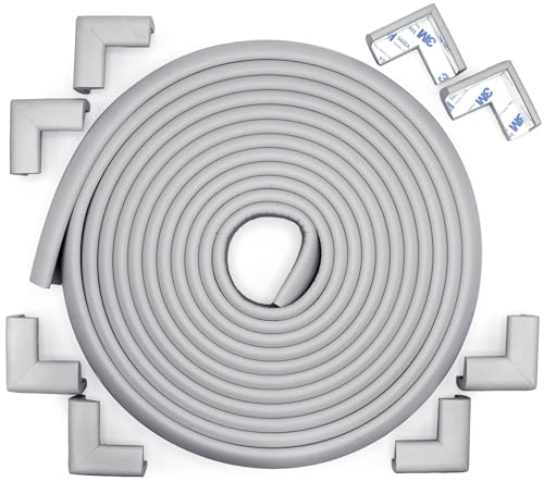 Roving Cove Slimfit Corner Edge Protector for Baby Proofing (Small 18ft Edges 8 Corners), Furniture Safety Bumper Guard, Soft NBR Rubber Foam, 3M Adhesive, Stone Grey - color: Stone Grey, size: Small 18 feet