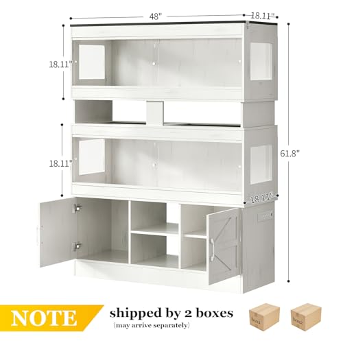 Dual 60 Gallon Reptile Tank with Stand,Reptile Enclosure,Bearded Dragon Tank,Reptile Terrarium with Cabinet,Sliding Doors,Power Outlet for Snakes,Lizards,Crested Geckos White CAGE003E - color: Vintage White, size: 60 Gallon+60 Gallon