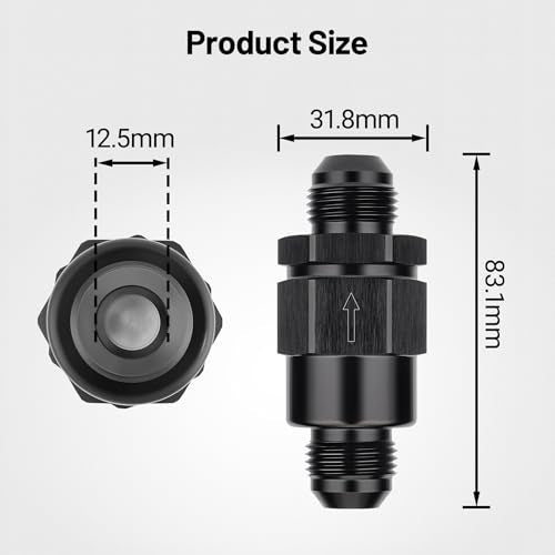 EVIL ENERGY 10AN Male Non Return One Way Check Valve Fitting Aluminum Black - size: 10AN(7/8-14 UNF)
