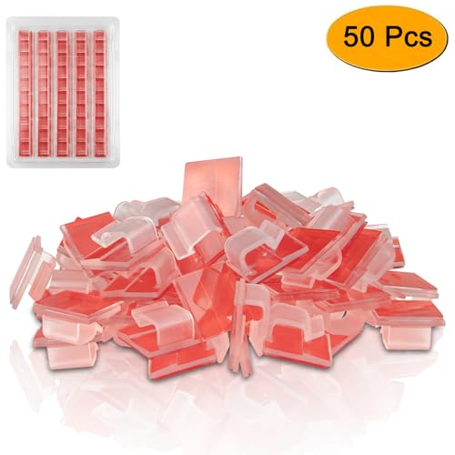 SOULWIT 50 Pcs Self Adhesive Cable Management Clips, Cable Organizers Sticky Wire Clips Cord Holder for TV PC Laptop Ethernet Cable Desktop Home Office (Clear) - color: Clear