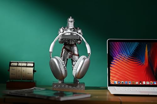 King's Guard Headphone Stand Watch Display Stand Jewelry Bracelet Necklace Holder Trays Towers Warrior Knight Mobile Phone Stand for Office & Home 12.20 Inch (Silver) - color: Silver