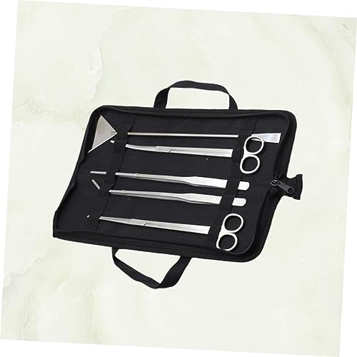 YARNOW 5pcs Aquarium Stainless Steel Maintenance Tool Aquascaping Scissors Tweezers Sand Scraper Canvas Bag for Fresh and Plants Care