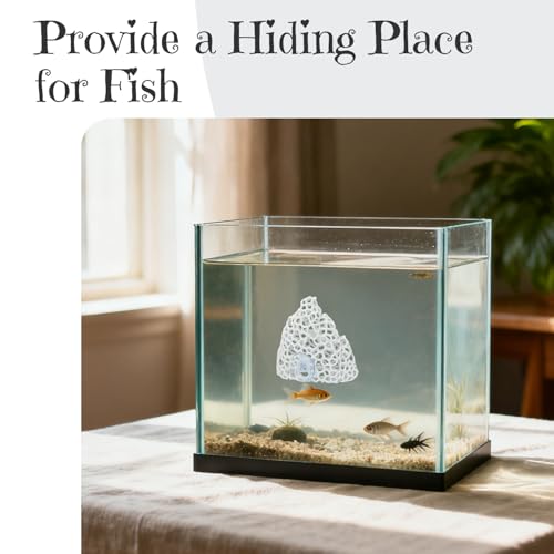 Cave with Suction Cup, Aquarium Betta Fish Hideout Habitat Decor, Stable Resting Hiding Place for Cherry Shrimp, Dwarf Shrimp, Guppy and Small Fish (White)