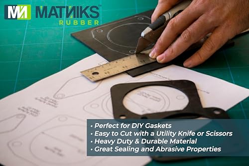 MATNIKS Neoprene Rubber Sheet, Heavy Duty, High Grade 60A, Black, 12x12-Inch by 1/16" (+/- 5%) for Plumbing, Gaskets DIY Material, Supports, Leveling, Sealing, Bumpers, Protection, Flooring - size: 1/16-inch by 12in x 12in