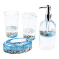 Locco Decor 4 Piece Acrylic Liquid 3D Floating Motion Bathroom Vanity Accessory Set Oceam Theme Sea Shell Conch Toothbrush Holder, Tumbler, Soap Dispenser, Soap Dish - size: 4-piece, style: Conch