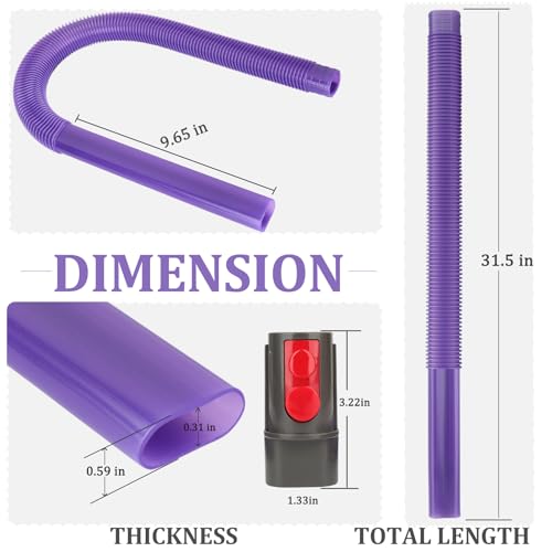 Fullclean Dryer Vent Lint Vacuum Attachments Hose for Dyson Gen5 V15 V15s V12 V11 V10 V9 V8 V7 Detect Absolute Cyclone Outsize Slim Nozzle Crevice Flexible Lint Removal Tool Dryer Vent Cleaner Kit - style: Dryer Hose Purple