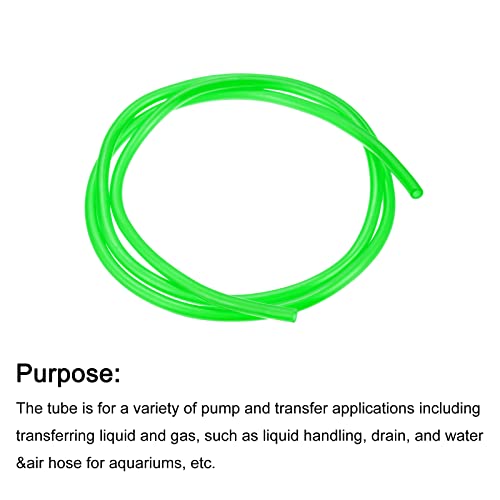 uxcell Aquarium Airline Tubing Hose 1/8" ID 13/64" OD 1Pcs 3.28 Ft Plastic Flexible Airline Tubing for Fish Tank, Terrariums, and Hydroponics, Green