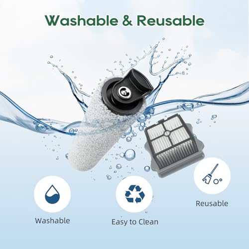 iFloor 3 / S3 Compatible with Tineco Floor One S3, iFLOOR 3 Breeze Complete, FLOOR ONE S3 Breeze Cordless Vacuum Cleaner Part Accessories, 2 Brush Rollers 4 Filters 1 Cleaning Tool Replacement