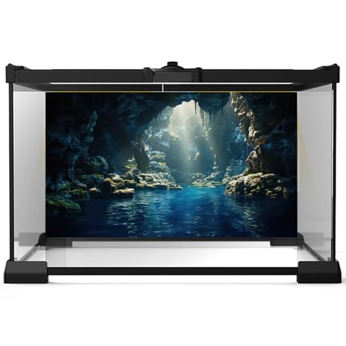 2 Packs Under The Sea Aquarium Background Underwater Rock Bridge Jungle Cave Landscape Fish Tank Background Blue Water Sunbeams Fantasy Rocks Moss Sunrays Aquarium Fish Tank Backgrounds 36x18in - color: Dark_Blue, size: 36(W)x18(H)inches/ 90(W)*45cm(H)