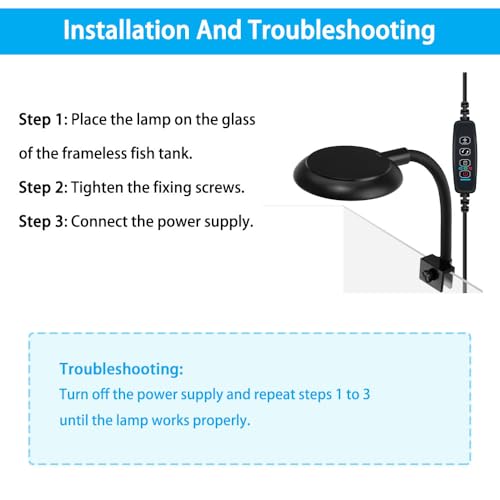 DaToo Mini Clip On Aquarium Light 7W Dimmable Small Fish Tank Light USB Moving Lamp with White Red Blue Green LED for 1 to 3 Gallon Tanks (with Timer) - size: Clip Light With Timer&Dimmer