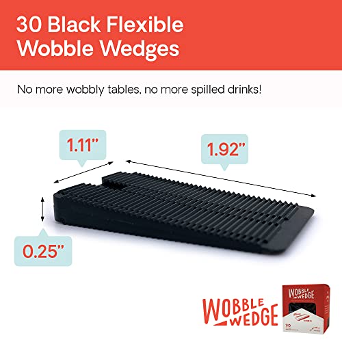 Wobble Wedges Flexible Plastic Shims, 30 Pack - Made in USA - Multi-Purpose Shim Wedges for Home Improvement & Work - Plastic Wedge, Table Shims for Leveling, Toilet & Furniture Levelers - Black - size: 30