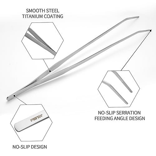 Aquarium Tweezers Extra Long 15 inches Feed Tong clamps - FEITA Straight and Curved Stainless Steel 38cm Tweezers Set for Fish Tank Plants Aquascape Tools & Reptile Feeding Tongs - Sliver 2Pcs - color: Sliver 2pcs