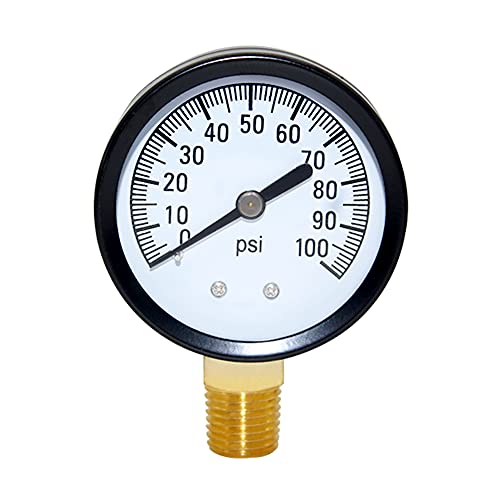 Joywayus Pressure Gauge 0 to 100 PSI Brass 1/4" Male NPT Thread Lower Mount, Multiple Function - size: 0-100PSI--1/4", style: No Glycerin Filled