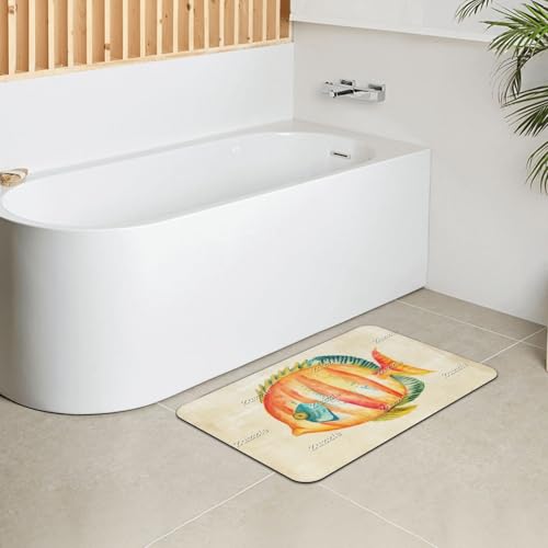 Colorful Aquarium Fish Bath Mat Diatomaceous Quick Drying Shower Mat Non-Slip Super Absorbent Mat 24''x16'' - color: Pattern-8