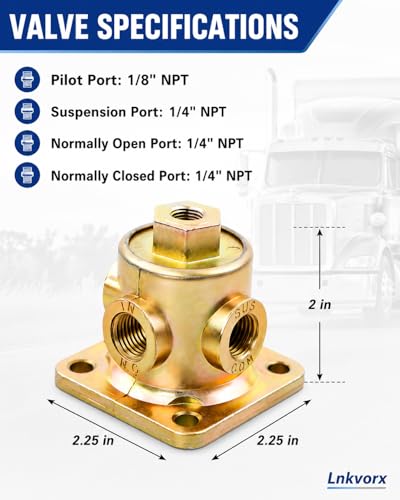 90554615 3-Way Pilot Valve, 1/8-1/4 in NPT Ports, Compatible with Haldex | Replacement for Haldex 90554615; for truck and trailer air ride, suspension dump and lift axle control